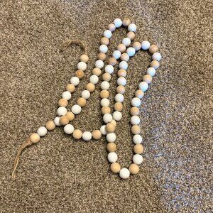 6 foot white and natural wood garland